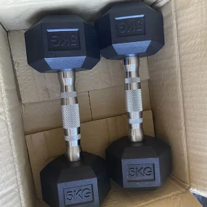 Rubber Iron Hex Dumbbells Customizable for Strength Training Gym Equipment