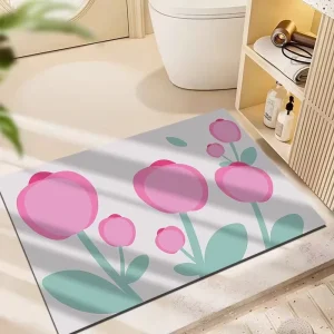 Rubber Quick-Drying Non-Slip Geometric Pattern Mats for Home, Hotel, and Bathroom