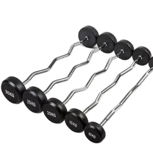 Rubber Round-Head Fixed Dumbbell and Straight/Curl Bar Integrated Rubber-Coated Lightweight Adjustable