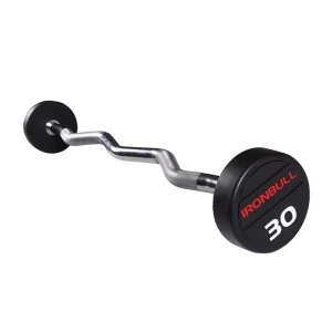Rubber Straight and Curl Barbells for Strength Training