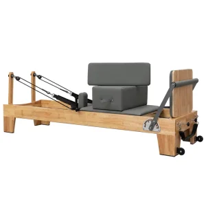 Rubber Wood Adjustable Spring Pilates Reformer Machine for Home Fitness