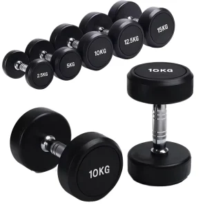 Rubber-coated Round Dumbbells Men’s Home Use Electroplated Dumbbell Set Solid Core Designed for Fitness and Personal Training