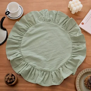 Ruffle Cotton Round or Square Reusable Eco-Friendly Placemat for Wedding Dining Table