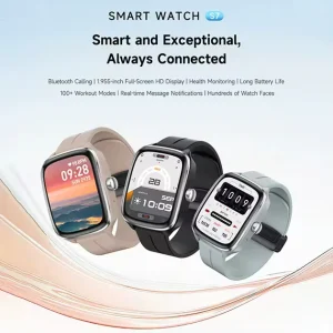 S7 Health Tracking Smart Watch 1.955 inch Curved Screen Smart Watch with AI Voice Assistant Supports BT Calling