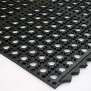 SBR Rubber Anti-Fatigue Mat with Drainage Holes Non-Slip Modular Industrial Standing Mat for Kitchens and Workshops