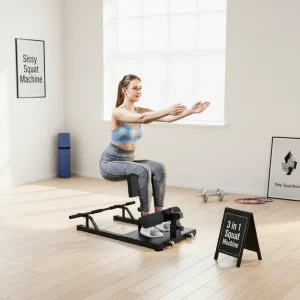 SDQ-001 3-in-1 Steel Sissy Squat Machine with Push-Up Bar Home Gym Lower Body Strength Training Equipment