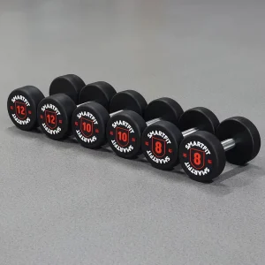 SMARTFIT Rubber Dumbbells 5 100lb Hand Weights Custom Logo Steel Dumbbell Set