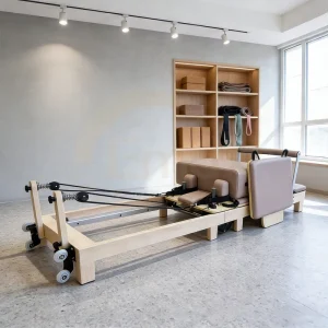 Scratch-Resistant Folding Maple Wood Pilates Reformer Bed
