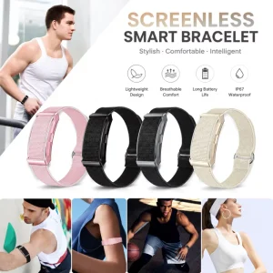 Screenless Smart Fitness Tracker Bracelet with Soft Fabric Strap and Sleep Tracking
