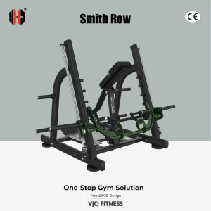 Seated Smith Row With Central Chest Pad Independent Pull Arms Dual Guide Columns Side Weight Posts for Workout Room