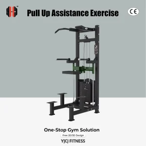 Selectorized Assisted Pull-Up Machine With Knee Support Platform, Dual-Grip Bars, and Weight Tower