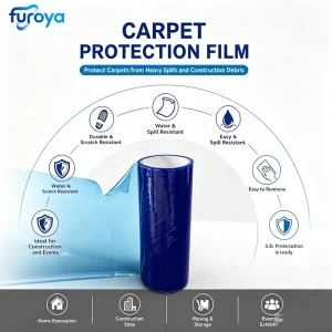 Self-Adhesive PE Plastic Temporary Carpet Protection Layer Transparent Protective Film for Interior Projects Property Logo