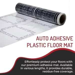 Self-Adhesive Plastic Floor Mat 4 Mil Perforated Every 24 in 100 Mats per Roll 24 in Wide 200 ft Long