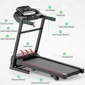 Semi-Commercial Electric Treadmill, Home Fitness Running Machine, Calorie Display