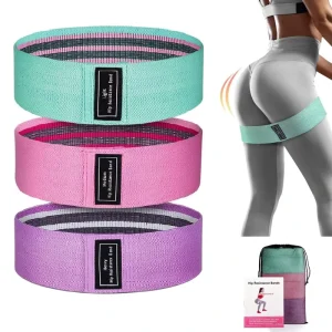Set of 3 Elastic Polyester Fabric Hip Booty Circle Bands Fitness Resistance Loop Workout Accessories