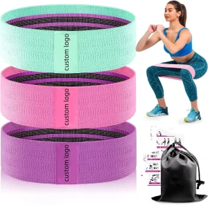 Set of 3 Non-Slip Elastic Resistance Bands for Yoga, Glute and Leg Exercises