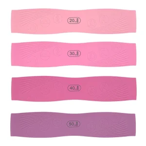 Set of 4 Pink Purple Elastic Exercise Bands for Yoga Leg Strength Training Relaxation and Weight Loss