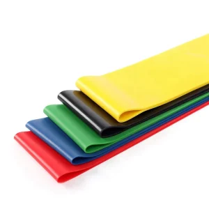 Set of 5 Latex Elastic Exercise Bands Resistance Loop Stretch 10-50 lb Portable Bags for Physical Therapy and Workout