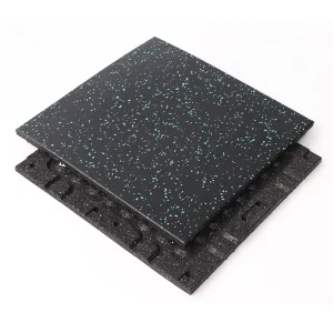 Shock-Absorbing Anti-Slip EPDM Composite Rubber Gym Flooring Mat 500x500x25mm Interlocking Soundproof