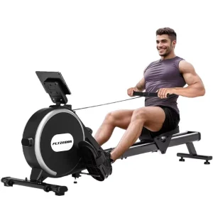 Silent 162cm Compact Matte Black Magnetic Resistance Folding Rowing Machine for Home