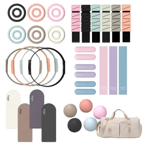Silicone Ankle Weights, Beam Dumbbell, Power Ring, Matte Pilates Ball and Yoga Mat Set