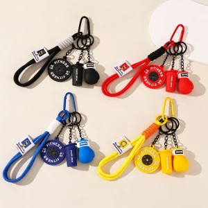 Silicone Dumbbell, Boxing Glove and Paracord Rope Keychain Charms