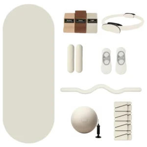 Silicone Dumbbells and Beam Ankle Weights Chocolate Beige Pilates Kit
