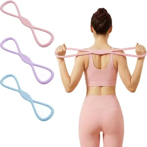 Silicone Figure 8 Elastic Resistance Band with Non Slip Handle for Workout Training Elastic Ropes Exercise Equipment for Yoga