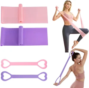 Silicone Figure 8 Resistance Band High Elastic Anti-Slip Stretch Workout Band for Yoga Pilates Chest Arm Shoulder Training