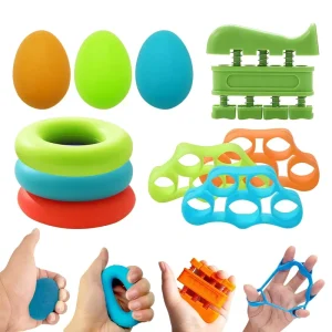 Silicone Gel Hand Gripper Five Finger Resistance Band Trainer Set for Men Women Unisex Rehabilitation Strengthening Relaxation