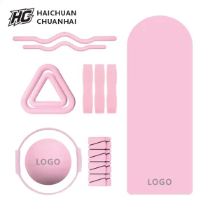 Silicone Pilates Set with Non-Slip Yoga Mat, Dumbbells, Power Ring and Barbell Rod for Home Gym