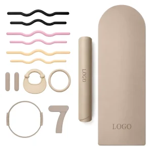 Silicone Pilates Set with Yoga Mat, Dumbbells, Ankle/Wrist Straps and Barbell Rings, High Elasticity