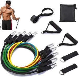 Silicone Resistance Band Set for Door Exercise, 11-Piece Fitness Resistance Rope