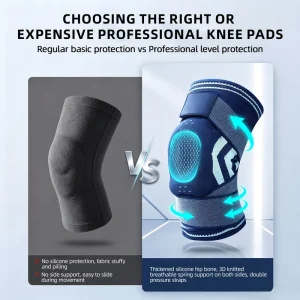 Silicone Spring Knee Brace for Basketball and Cycling, Breathable Compression Sports Knee Pad