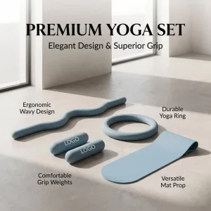 Silicone Yoga Kit with Wave Bar, Back Opener, Exercise Ring, Grip Dumbbell and Curved Mat