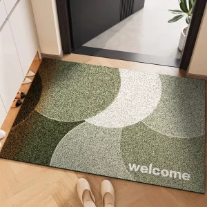 Simple Household Entryway Doormat Wash Free PVC Non Slip Thickened Dirt Resistant Square Geometric Floor Mat