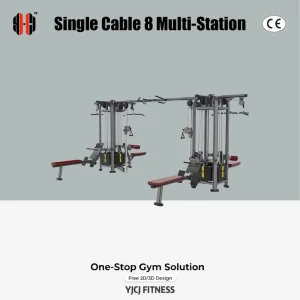 Single Cable Eight Station Functional Trainer Selectorized Towers Split Layout Long Cross Frame