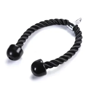 Single-Handle Black Nylon Tricep Rope with Double Grip for Gym Training
