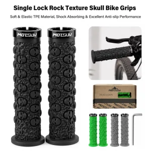 Single-Lock Skull Bicycle Grips Soft TPE Anti-Vibration with Aluminum Clamp for 22.2mm Bike Handlebars