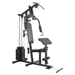 Single-Station Home Gym with Weight Stack, Lat Pulldown, and Preacher Curl
