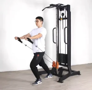 Single-Station Multifunctional Strength Training Machine with High Pull, Low Pull and Kick Functions