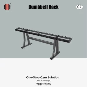 Single-Tier Dumbbell Rack with Long Storage Tray Multiple Anti-Roll Cradles Reinforced Base for Commercial Fitness Equipment