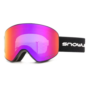 Ski Goggles with Black Frame, Clear Anti-Fog UV400 Lens for Snowboarding and Cycling