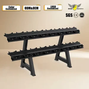 Skid Steer Loader Steel Dumbbell Rack with Eight Pairs of Fitness Equipment Accessories Foldable