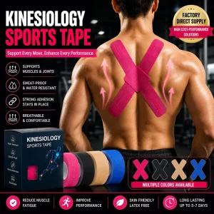 Skin-Friendly Sweatproof X-Shaped Kinesiology Back Tape for Lumbar Support