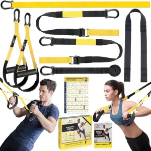Sling Trainer Door Anchor Full Body Workout Adjustable Length Home Gym Cable Trainer Large Handle Carrying Bag Exercise Guide