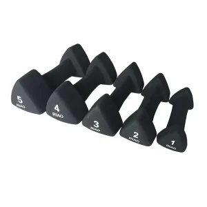 Small Black Neoprene Coated Dumbbell Set for Home Exercise
