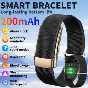 Smart Bracelet with 25-Day Battery, 24-Hour Heart Rate and SpO2 Monitoring
