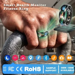 Smart Ring Fitness Tracker Blood Oxygen Heart Rate 10ATM Waterproof for Swimming