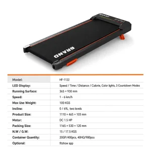 Smart Speed Adjustment Brushless Motor Home Exercise Incline Color Light LED Walking Pad Treadmill